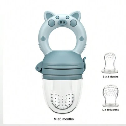 1入食品餵食器水果餵食器奶嘴式咬咬虎嬰兒搖籃玩具牙膜配附加矽膠組