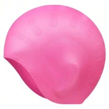Silicone Ear Protection Swimming Cap, Adult Unisex Elastic Comfortable Non-Tight Swim Cap, Long Hair Swimming Cap, Plus Size Silicone Swimming Cap, Plus Size Comfortable Silicone Swimming Cap Suitable For Women With Long Hair - Hot Pink - View 5