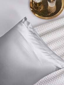 2 pcs Pillowcase for Hair and Skin, Silk Satin Pillowcase Pillow Cases Set of 2, Silky Pillow Cover with Envelope Closure - Light Grey - View 10