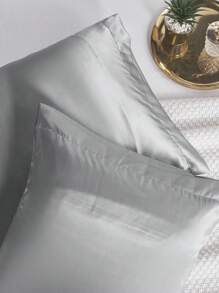 2 pcs Pillowcase for Hair and Skin, Silk Satin Pillowcase Pillow Cases Set of 2, Silky Pillow Cover with Envelope Closure - Light Grey - View 9