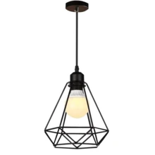 E27*1頂燈餐廳農家風格附led燈泡3000k暖光/6500k白光,110v/220v現代吊燈裝飾黑色鐵籠吊燈,工業工廠吊燈,廚房餐廳大廳天花板燈 - 黑色 - 查看 1