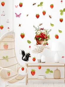 2入組壁貼自黏莓果與松鼠圖案 - 彩色 - 查看 4