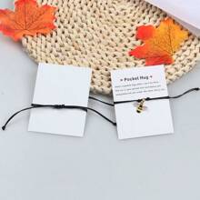 1pc, Bee Happy, Little Pocket Hug Bracelet, Positivity Encouragement Gift, Valentine Gift, Birthday Gift, Cheer Up Card, Cute Friendship Present, Gifts For Friends - Gold - View 2