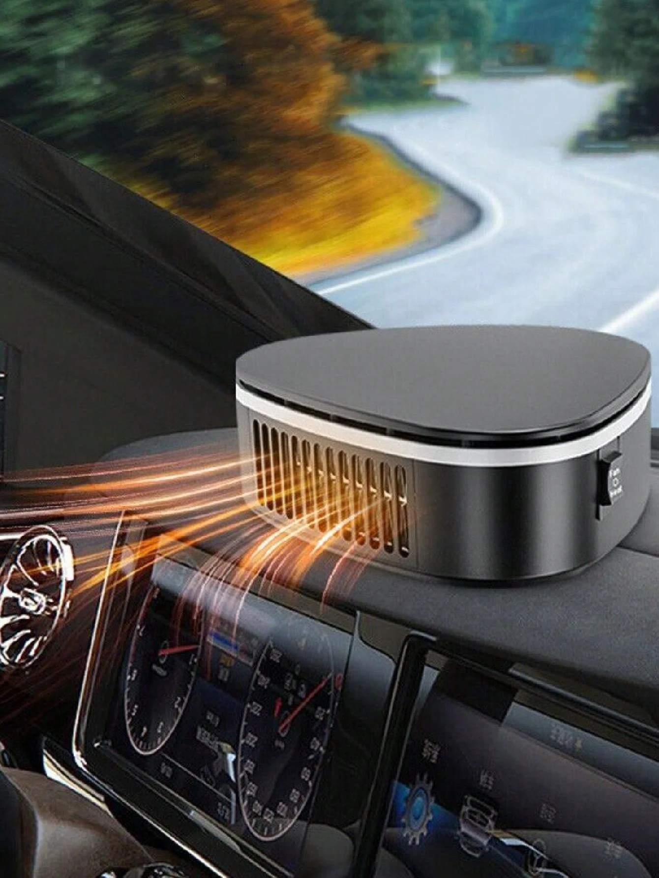 Car Heater, Defogger And Defroster, 12V With Suction Cup Bracket