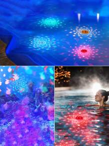 漂浮游泳池燈,魚紋1入組彩色變換游泳池燈水下漂浮,4種顏色2種模式,發光熱水浴缸池裝飾玩具(需3aaa電池,不含) - 彩色 - 查看 6