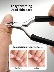 黑色矽膠剪除死皮剪,美甲工具 - 黑色 - 查看 2