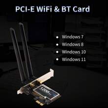 DERAPID PCE-AC1200 PCIe桌面雙頻2.4Ghz 5Ghz 802.11ac 1200M無線網卡及藍牙4.0網路適配器，適用於Windows 7/8/10/11 - 黑色 - 查看 3