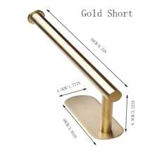 1入組免打孔廚房毛巾架掛牆式保鮮膜衣帽廁所浴室多功能收納架 - 金色 - 查看 3