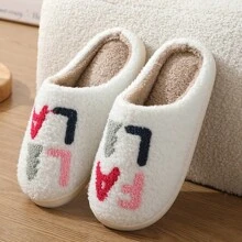 女士白色刺繡記憶海綿室內拖鞋,配有毛絨里裡和平底鞋底,適用於冬天休閒保暖 - 白色 - 查看 4