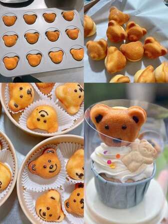 1 pieza Molde para pastel antiadherente con forma de flor, varios estilos Molde para pastel negro, Molde plano para muffins y cupcakes, Molde para pastelillos, Molde para hornear pastel, Molde para horno para muffins y cupcakes, Molde con forma de dibujos animados para donuts, Herramienta para hornear de cocina