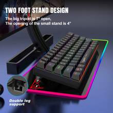 Teclado mecánico de 61 teclas, mini teclado de 61 teclas, eje verde, múltiples modos de luz, líneas de teclas separadas, portátil, adecuado para juegos - Negro - Ver 6