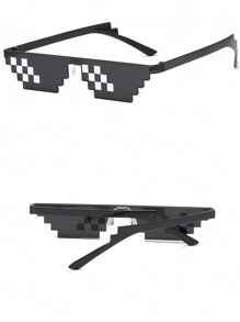 1 Stück modische, witzige Mosaik-Pixel-Zensur-Stil Brille, Anime/Cosplay Geburtstagsgeschenk, Mode-Accessoire für Bühnenshows, Halloween, Strandaccessoire für Frauen, Sonnenbrillen, Basics für Herbst-Winter-Outfits, Geschäftskleidung, Lässig Geschenke - Schwarz - Übersicht 3