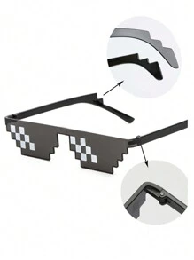 1 Stück modische, witzige Mosaik-Pixel-Zensur-Stil Brille, Anime/Cosplay Geburtstagsgeschenk, Mode-Accessoire für Bühnenshows, Halloween, Strandaccessoire für Frauen, Sonnenbrillen, Basics für Herbst-Winter-Outfits, Geschäftskleidung, Lässig Geschenke - Schwarz - Übersicht 6