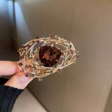 1pc High-End Rhinestone Encrusted Asymmetrical Geometric Brooch, Western Style Accessory, Perfect Gift For Women'S Daily Wear Or Festival Decoration - Gold - View 4