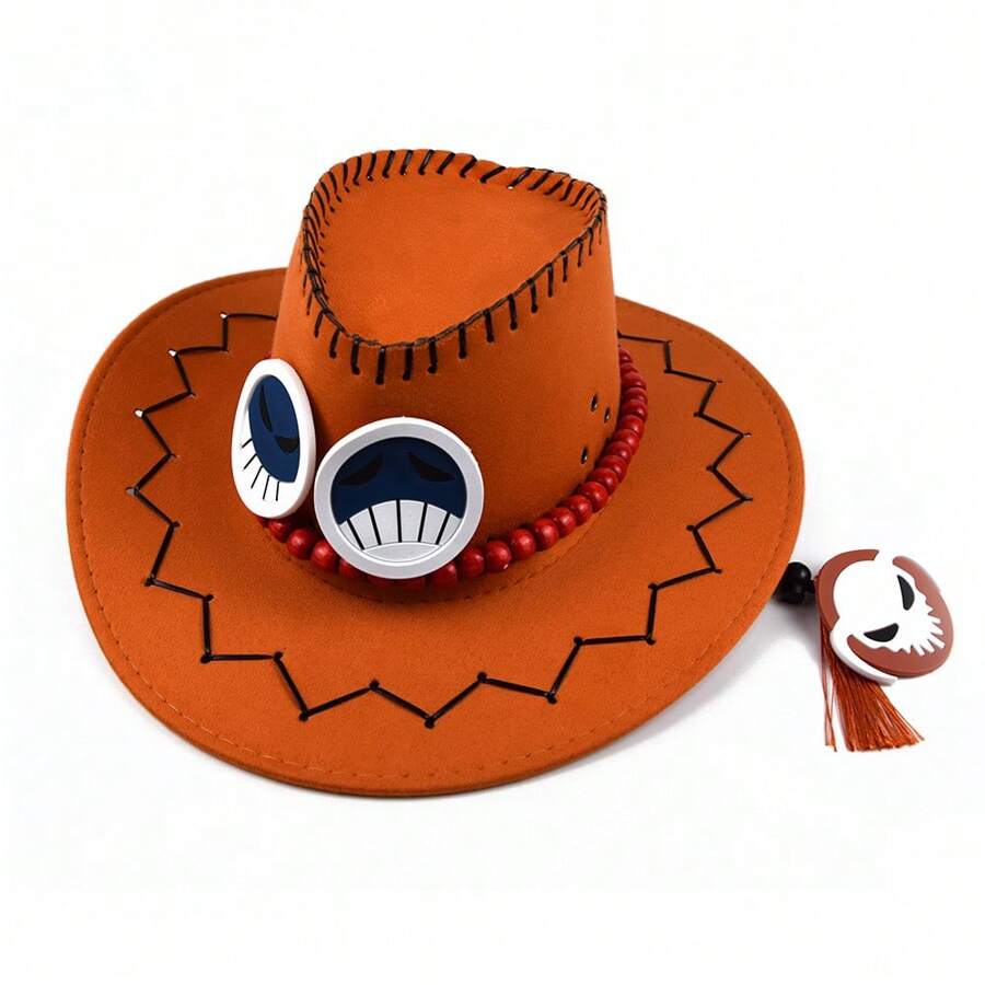 Sombrero Vaquero Unisex Moda El Anime Cosplay Ace One Piece - Naranja - Ver 1