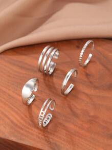 Aomogo 女士可调节不锈钢戒指套装，包括指关节戒指和拇指戒指，适合少女佩戴。