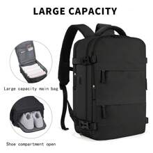 CsaxeKecna Ba lô du lịch dành cho nam, Ba lô máy tính xách tay chống nước 15,6 inch được hãng hàng không phê duyệt, Ba lô cắm trại thể thao ngoài trời có hộp đựng giày Túi đựng đồ ban ngày cỡ lớn thông thường cho máy tính xách tay Máy tính xách tay Đồ dùng học tập cần thiết cho doanh nghiệp Đi bộ đường dài cuối tuần cho nam và nữ Học sinh đi học trở lại cho nam sinh - Màu xanh hải quân - Xem 5