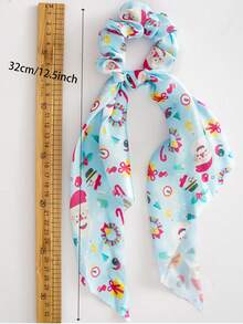 1pc Fashionable Women's Christmas Bowknot Scrunchie With Ribbon, Versatile 2-in-1 Hair Accessory - Green Headband - View 4