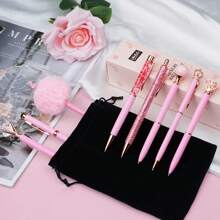 8Pcs Ballpoint Pens Set Purple Pens Set Purple Ballpoint Pen Bling In Black & Blue Metal Crystal Diamond Pen For Journaling Glitter Fancy Pens Gifts For Women Wedding Office,Suitable For Junior High School Primary School Boys And Girls College Student - 粉色 - 查看 5
