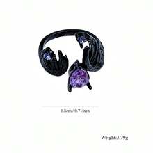 1只歐美風格新設計朋克黑暗火焰開口個性化女戒 - 紫色 - 查看 5