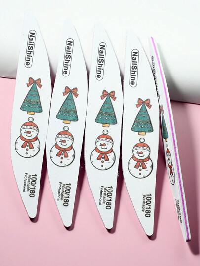 NailSunshine 10入組聖誕美甲指甲磨光梳,100/180目指甲磨梳月形指甲油檔套裝,防水專業美甲文件磨光板