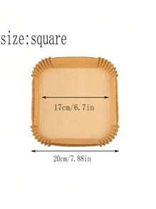 50入組氣炸鍋烘焙紙，吸油不沾硅膠塗層烤盤，棕色