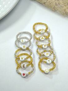 1 個可愛金色英文字母戒指 - 一張可愛金色英文字母戒指 - 查看 4