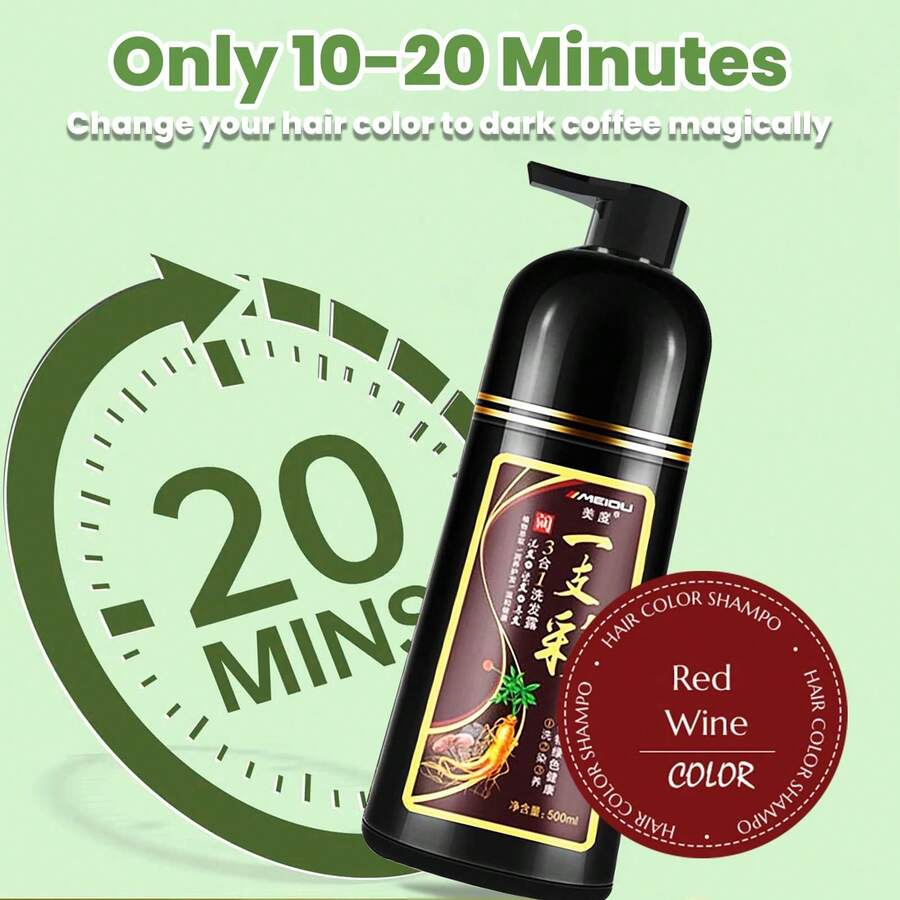 Meidu Burgundy Hair Color Shampoo Permanent For Women&Men,3 In 1