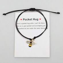 1pc, Bee Happy, Little Pocket Hug Bracelet, Positivity Encouragement Gift, Valentine Gift, Birthday Gift, Cheer Up Card, Cute Friendship Present, Gifts For Friends - Gold - View 7