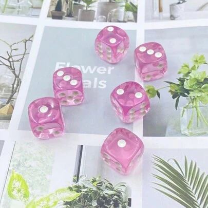 6pcs/Set, 16mm Pink Game Dice Set, Board Game Valentines Gifts/New Years Gifts,Adult Party Games Suitable For Halloween/Christmas/Thanksgiving