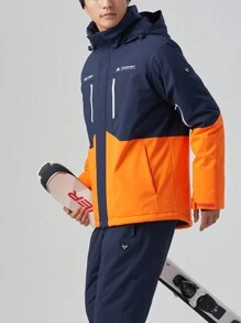 TECTOP Chaqueta de esquí para mujer, ropa impermeable para exteriores con múltiples bolsillos y diseño con cremallera, adecuada para deportes de nieve de invierno - Azul - Ver 2