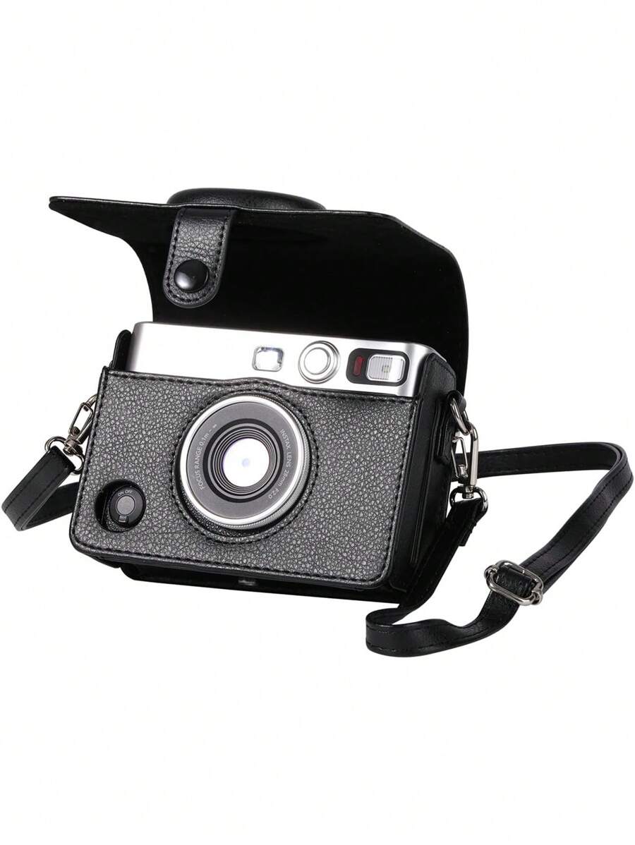 Mini EVO 保护套 - 兼容 Mini EVOPolaroid Mini EVO 即时相机 - 带肩带的 Mini EVO 保护套 - 黑色荔枝纹理水平款 - 黑色 - 查看 1