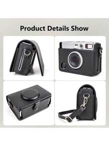 Mini EVO 保护套 - 兼容 Mini EVOPolaroid Mini EVO 即时相机 - 带肩带的 Mini EVO 保护套 - 黑色荔枝纹理水平款 - 黑色 - 查看 4