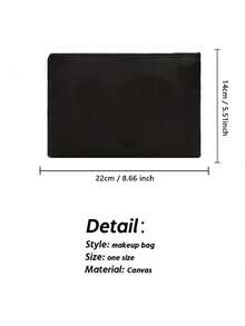 隨機拉鍊方向的便攜式圖案化妝包,簡單拉鍊化妝包,多功能化妝包,老師禮物最棒的老師化妝包,老師感謝禮物,女生生日禮物口紅包 - 黑色 - 查看 3