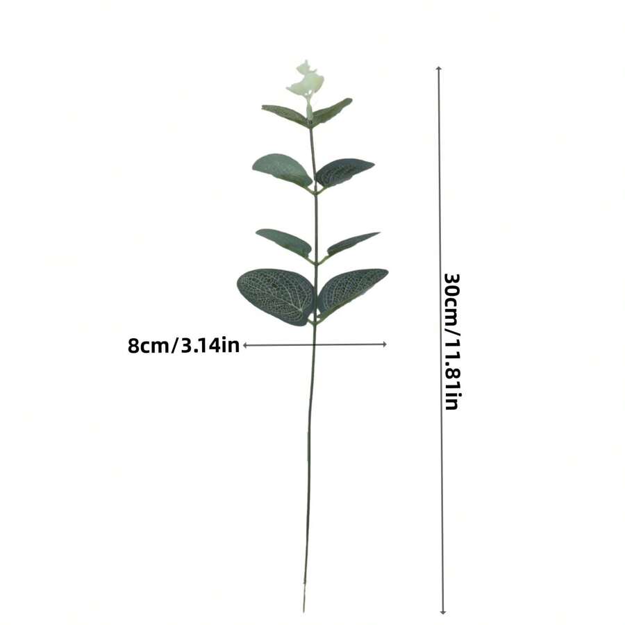 20 Pieces Of Simulated Plastic Artificial Plants, Eucalyptus Leaf Shaped Artificial Plants For