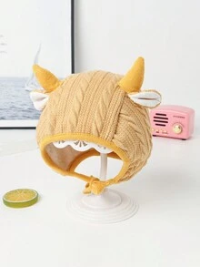 Baby Hat For Autumn And Winter Girls And Boys Toddler Cute Plush Ear Protection Hat - Yellow - View 1