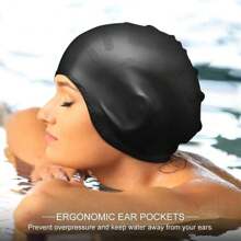Silicone Ear Protection Swimming Cap, Adult Unisex Elastic Comfortable Non-Tight Swim Cap, Long Hair Swimming Cap, Plus Size Silicone Swimming Cap, Plus Size Comfortable Silicone Swimming Cap Suitable For Women With Long Hair