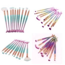 Kit de pincéis de maquiagem 10 pçs sereia, conjunto profissional, kits de ferramentas de alta qualidade para sobrancelha e delineado - Multicolorido - Visão 2