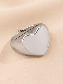 1 pieza Anillo simple con forma de corazón de acero inoxidable plateado, adecuado para decoración diaria o como regalo para San Valentín, mamá, madre, Día de la Madre