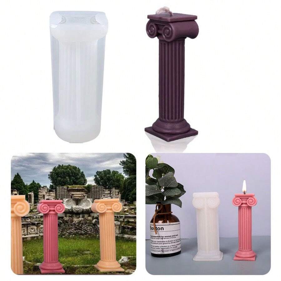 3d Diy 羅馬柱形狀蠟燭模具水晶環氧樹脂模具矽膠肥皂蠟燭 Diy 樹脂模具工藝家居裝飾石膏製作禮品用品 - 如圖 - 查看 1
