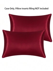2 pcs Pillowcase for Hair and Skin, Silk Satin Pillowcase Pillow Cases Set of 2, Silky Pillow Cover with Envelope Closure - Burgundy - View 4