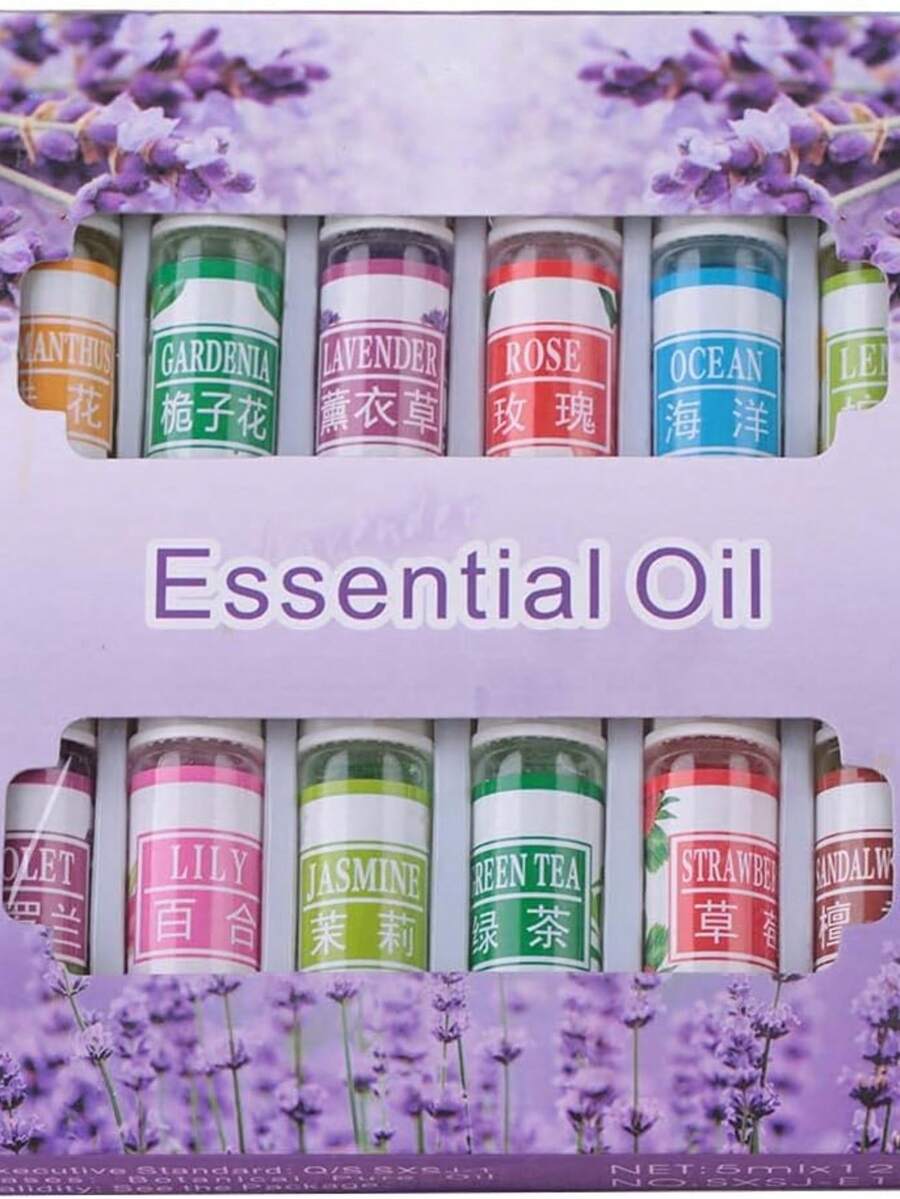 Essential Oils Set 12 X 5ml Natural Fragrant Aromatherapy Oil Gift Set Water Soluble Essential Oil For Diffuser, Humidifier, Relaxation, Peaceful Sleep - Floral - View 1