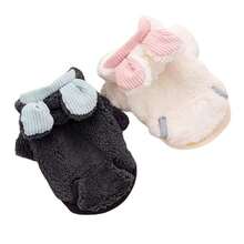 1 件白色毛絨材質純色熊耳寵物衣服,厚寵物外套,適合中小型貓狗,冬季保暖和攝影裝飾品 - 白色 - 查看 6