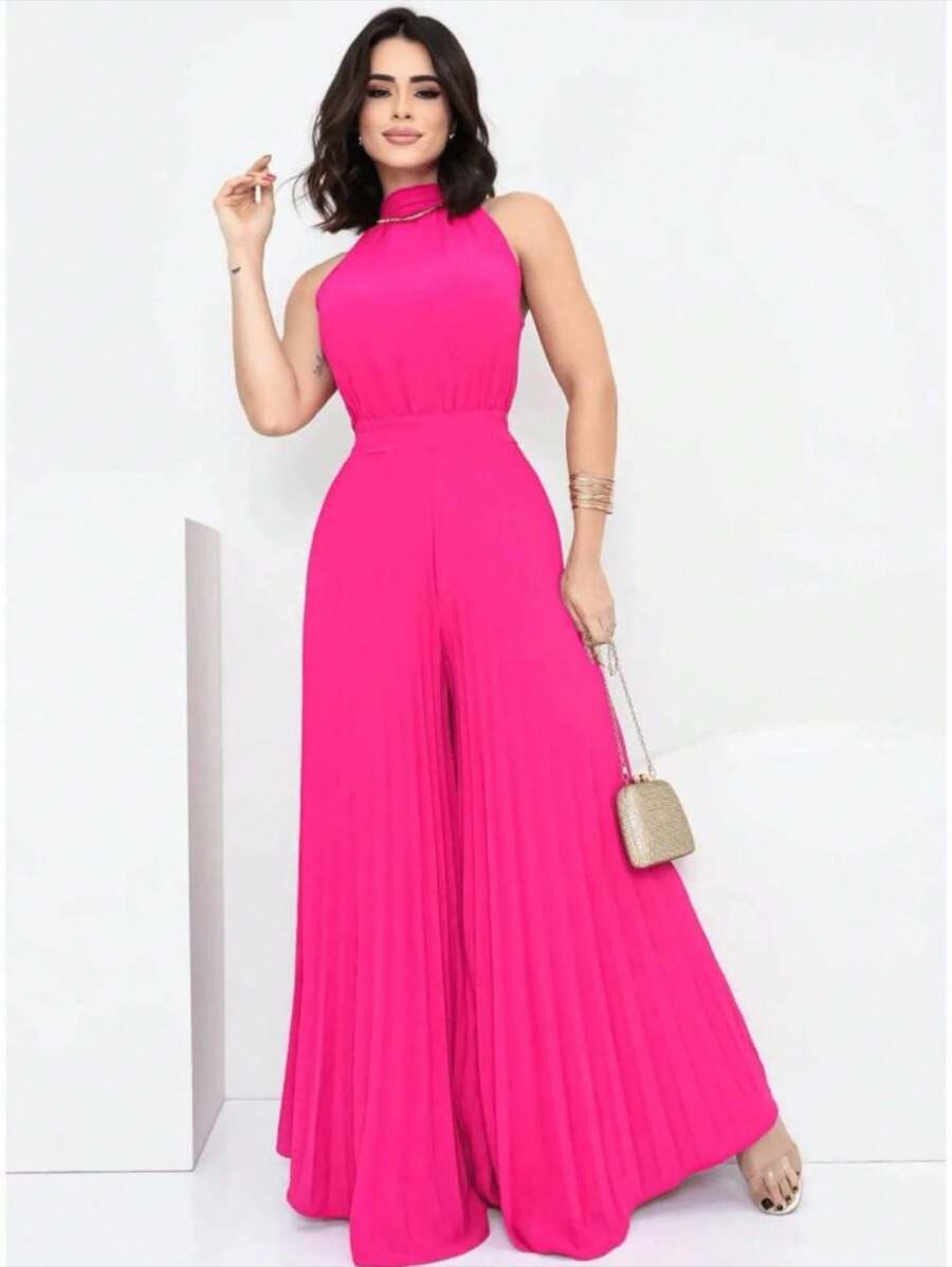 Women Jumpsuits - 玫紅色 - 查看 1