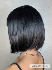 Haircube 12 吋女式短直髮假髮,酒紅色酒紅色和黑色多彩合成假髮,搭配瀏海鮑伯假髮,適合日常生活和派對。