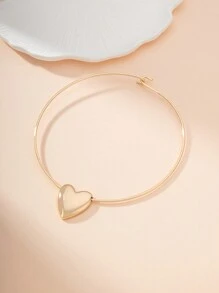 绳心形项链合金心形项链情人节心形金戒指情人节、妈妈、母亲、母亲节、礼物 - 金色 - 查看 3