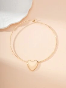 绳心形项链合金心形项链情人节心形金戒指情人节、妈妈、母亲、母亲节、礼物 - 金色 - 查看 2