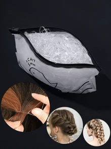 1000 Stücke/Beutel transparente, wegwerfbare Mini Gummibänder, starke elastische Haargummis, dünne Scrunchies Haargummis Pferdeschwanz-Halter Haargummis Haargummis Scrunchies Haarseile