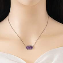 1條可愛且簡潔的多彩方形鑲嵌立方氧化鋯寶石頸鍊,非常適合家庭禮品和女性日常佩戴 - 菱形(銀) - 查看 2