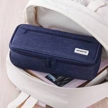 Large Pencil Case,Pencil Pouch With Zipper Compartments,Aesthetic Pencil Case For Adults,Stationery Pouch Pen Case For Office,Suitable For Junior High School Primary School Boys And Girls College Student - 藍色 - 查看 4